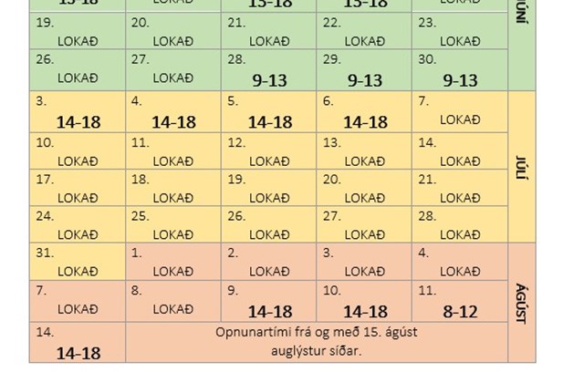 Opnunartími bókasafnsins í sumar