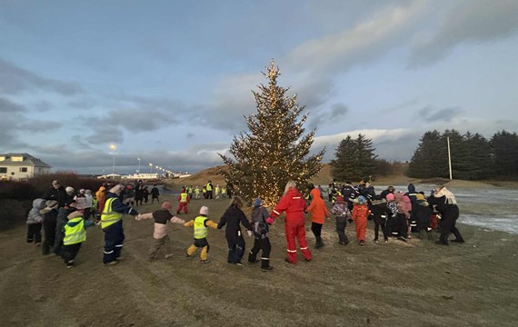 Kveikt á jólatrénu