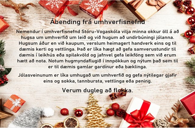Ábending frá umhverfisnefnd Stóru-Vogaskóla