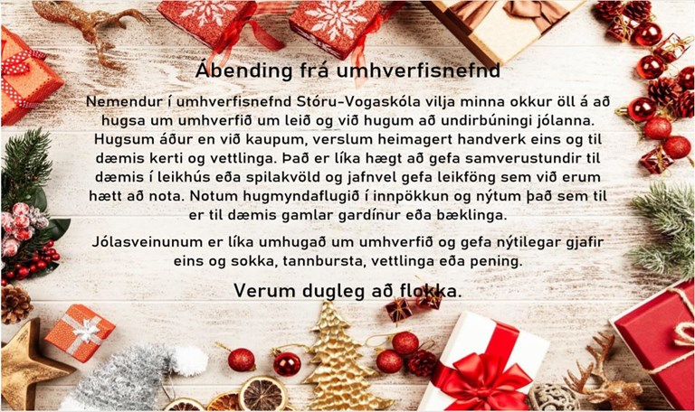Ábending frá umhverfisnefnd Stóru-Vogaskóla