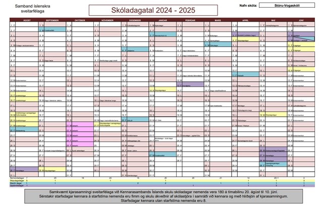Skóladagatal 2024-2025
